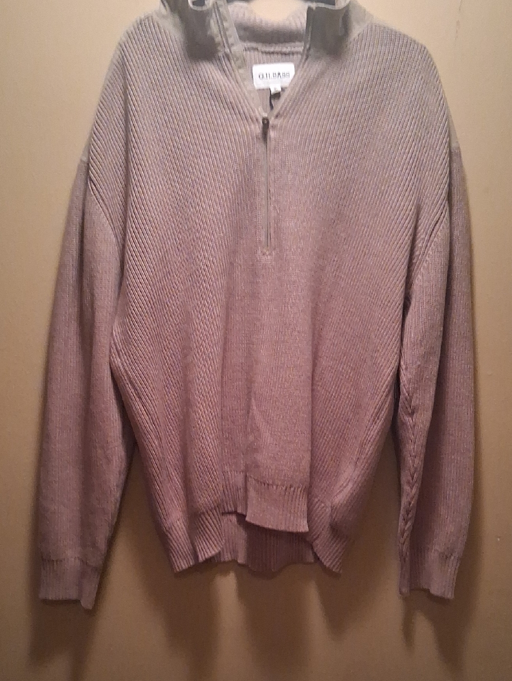 GH Bass Men's Quarter-Zip Ribbed Sweater - Kelp XL